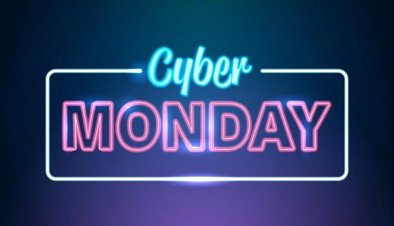 cyber monday big sale advertisement online template special offer concept holiday shopping discount poster horizontal vector illustration